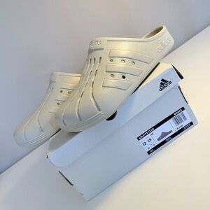 NEW in Box Adidas Adilette Clogs Putty Grey Cream Off White Tan Men’s Size 12